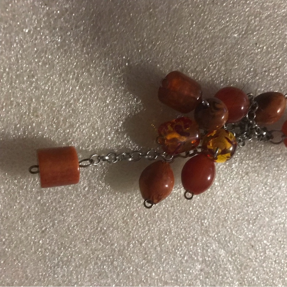 Handmade Amber Bead Cluster Pendant Necklace